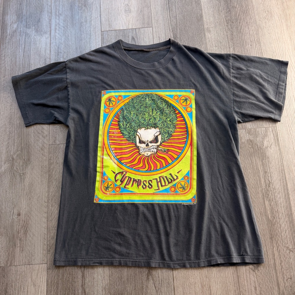 Vintage 1993 Cypress Hill Mens XL Black Rap Tee Skull Weed Step Into New Realm